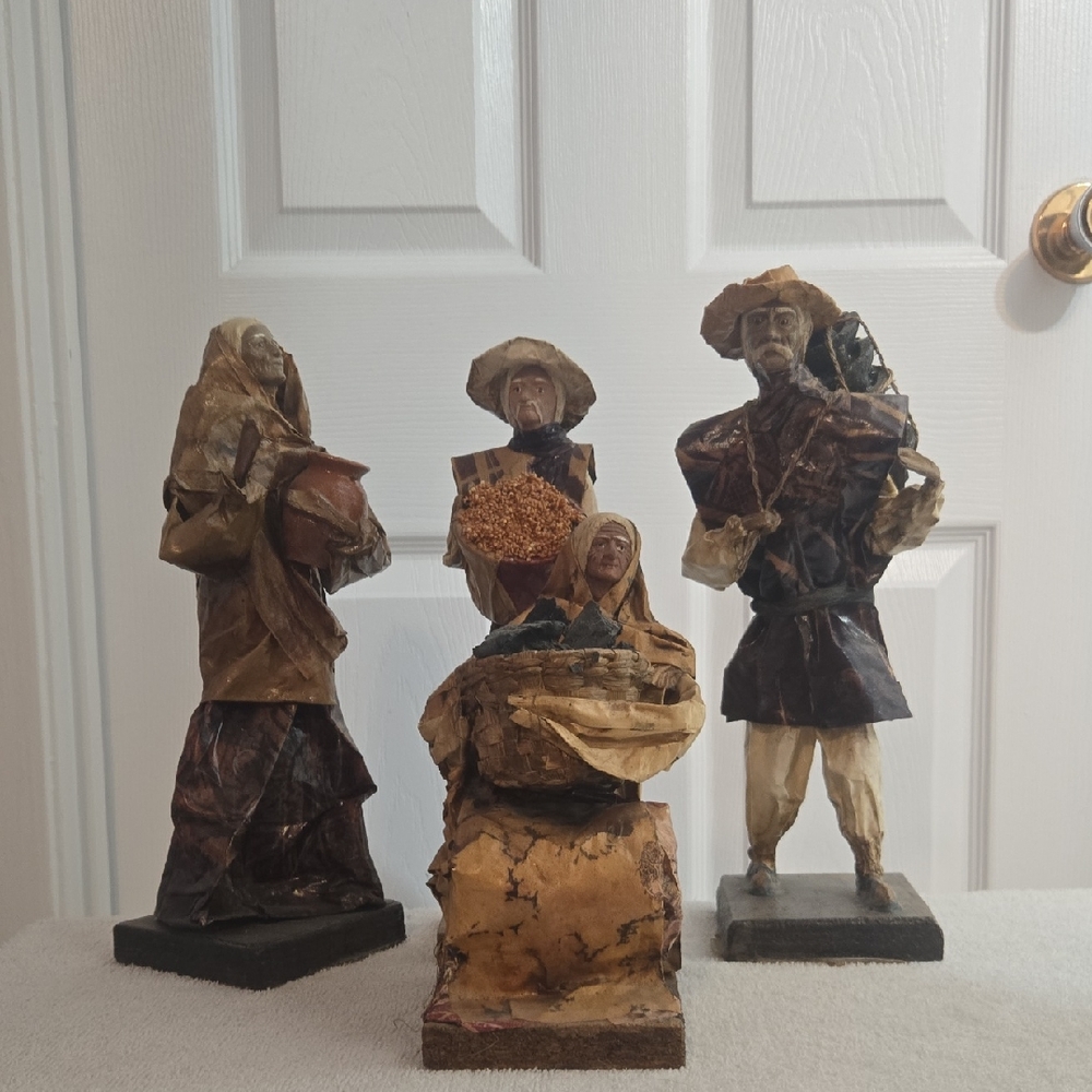 Vintage Mexican Paper Mâché Folk Art Figurines | Set of 4